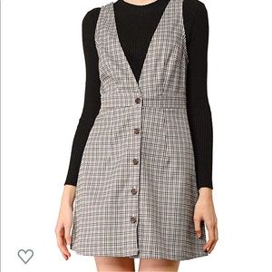 Grey plaid pinafore dress